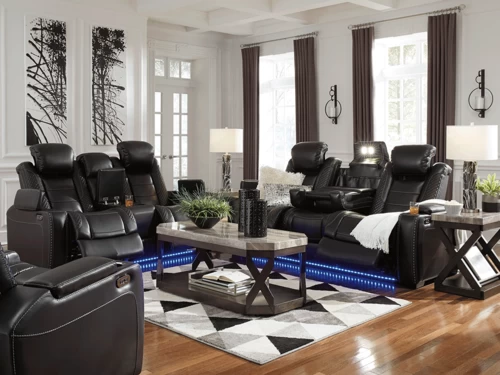 Party Time Black Dual Power Recliner 2 Pcs Set 4 Party Time Black Dual Power Recliner 2 Pcs Set - Image 2