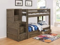 Wrangle Hill Twin Stairway Storage Bunk Bed