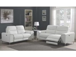Alejah White Leather Power Recliner 2 Pcs Set