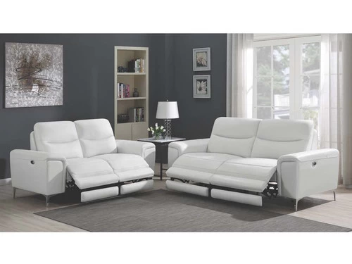 Alejah White Leather Power Recliner 2 Pcs Set 3 Alejah White Leather Power Recliner 2 Pcs Set - Image 2