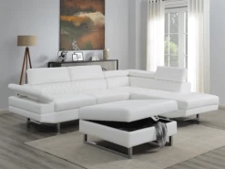 Noah White Right Sectional With Ottoman