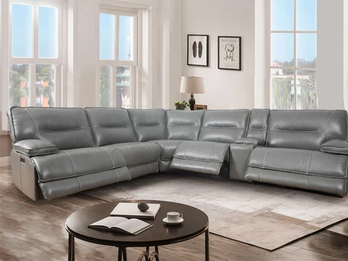 Volos Grey Leather Power Recliner Sectional 3 Volos Grey Leather Power Recliner Sectional