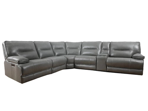 Volos Grey Leather Power Recliner Sectional 4 Volos Grey Leather Power Recliner Sectional - Image 2