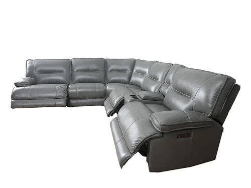Volos Grey Leather Power Recliner Sectional 5 Volos Grey Leather Power Recliner Sectional - Image 3