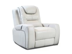 Tiger White Leather Power Recliner