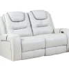 Tiger White Leather Power Recliner Loveseat -Home Furniture 9935 32 main 1