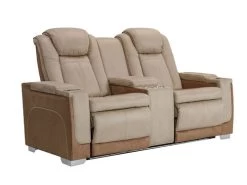 Mirapella Brown Dual Power Recliner Loveseat