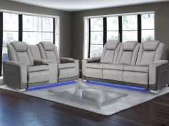 Mirapella Gray Dual Power Recliner 2 Pcs Set