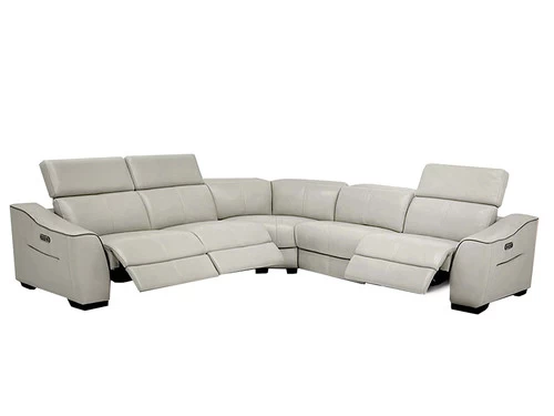 Kerala Gray Leather 3 Dual Power Recliner 5 Pcs Sectional 4 Kerala Gray Leather 3 Dual Power Recliner 5 Pcs Sectional - Image 2