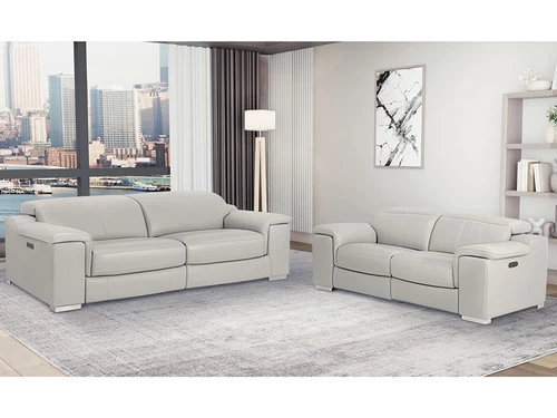 Manali Gray Leather Dual Power Recliner 2 Pcs Set 3 Manali Gray Leather Dual Power Recliner 2 Pcs Set