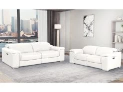 Manali White Leather Dual Power Recliner 2 Pcs Set