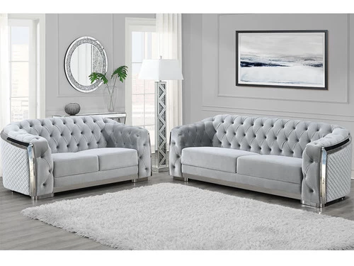 Carlotta Silver Velvet 2 Pcs Set 3 Carlotta Silver Velvet 2 Pcs Set