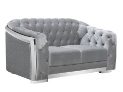 Carlotta Silver Velvet Loveseat