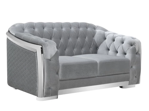 Carlotta Silver Velvet Loveseat 3 Carlotta Silver Velvet Loveseat