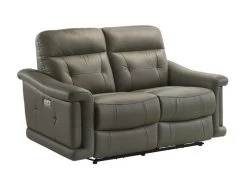 Sammit Grey Leather Power Loveseat