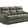 Sammit Grey Leather Power Sofa