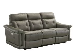 Sammit Grey Leather Power Sofa