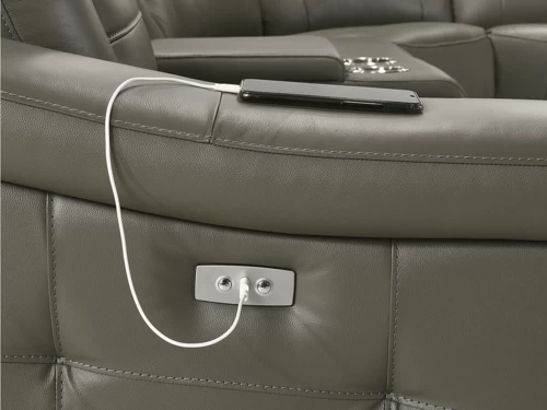 Sammit Grey Leather 4 Power Recliner 7 Pcs Sectional 7 Sammit Grey Leather 4 Power Recliner 7 Pcs Sectional - Image 5